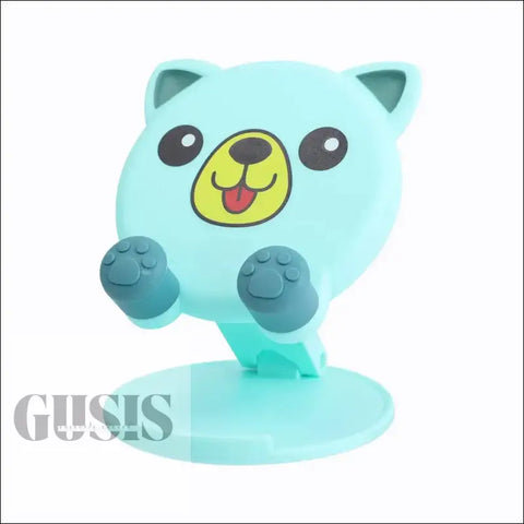 Figurita de oso color menta en soporte plegable ajustable para manos libres