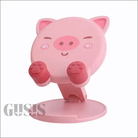 Soporte plegable ajustable de cerdo rosa con manos libres y patas elevadas