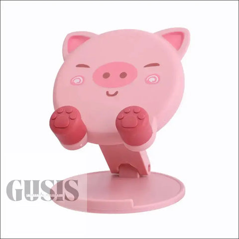 Soporte plegable ajustable en forma de cerdo rosa con manos libres y patas elevadas