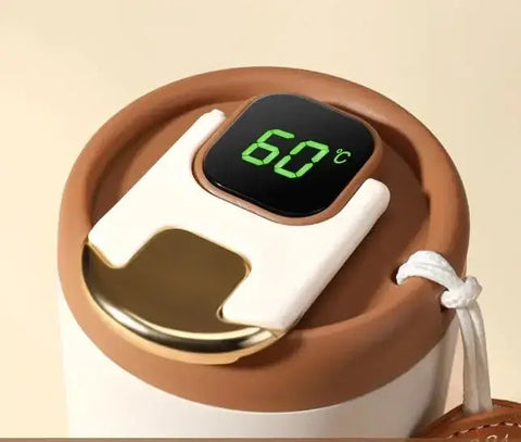 Termo inteligente de acero inoxidable de 450ml con pantalla de temperatura y cierre fácil