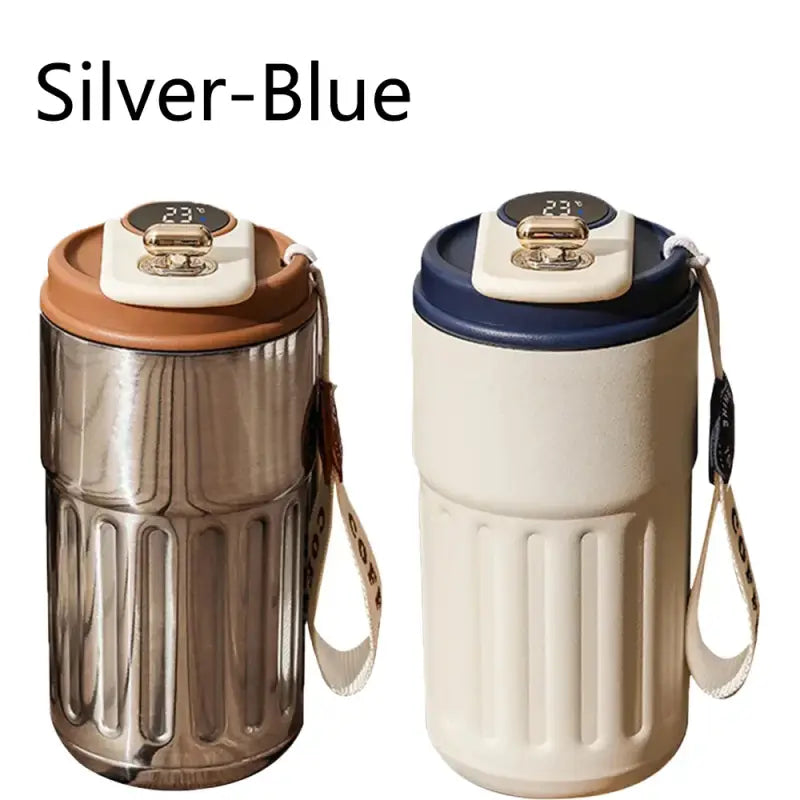 Taza Inteligente de 450 ml – Acero Inoxidable 316 Mantén la Temperatura y Llévala Contigo - Azul -plata / 450ml