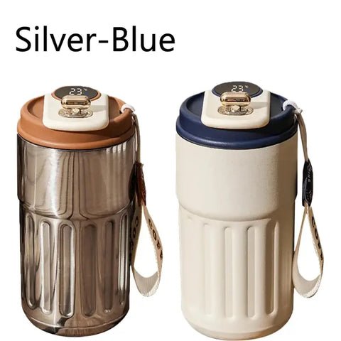 Taza Inteligente de 450 ml – Acero Inoxidable 316 Mantén la Temperatura y Llévala Contigo - Azul -plata / 450ml
