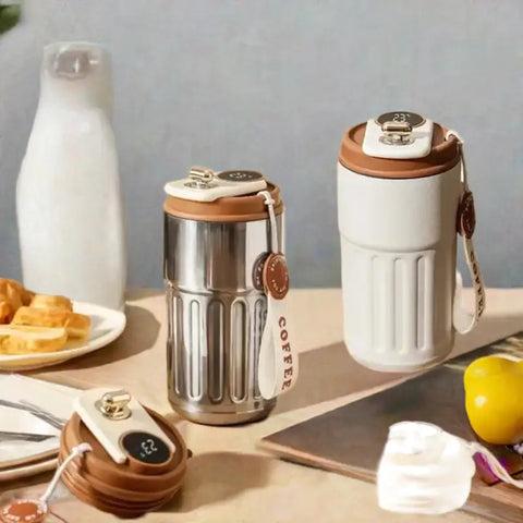 Taza inteligente de acero inoxidable con pantalla LED y control de temperatura de 450 ml