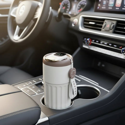 Vaso térmico inteligente de acero inoxidable con pantalla de temperatura y correa de transporte