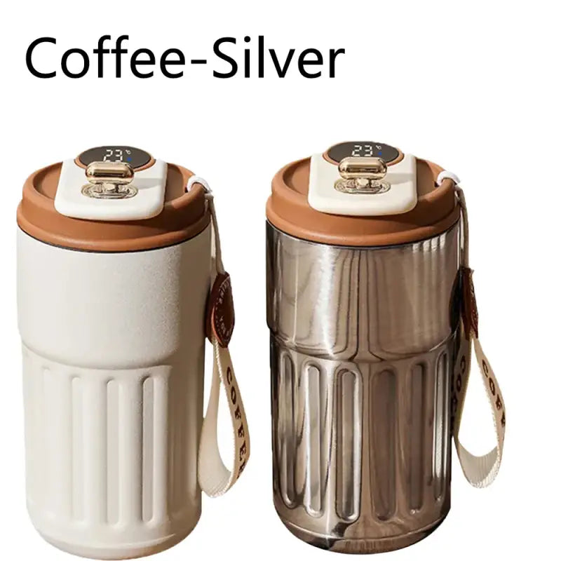Taza Inteligente de 450 ml – Acero Inoxidable 316 Mantén la Temperatura y Llévala Contigo - Silver-Coffee / 450ml