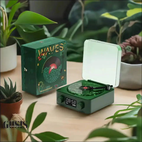 Tocadiscos Retro Bluetooth verde con altavoz tocadiscos a juego en estilo vintage